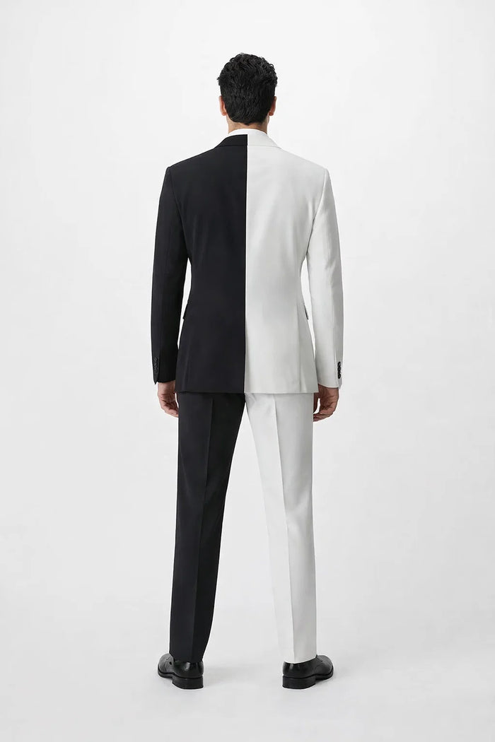 Half Black  Half White Suit The Geoffrey Splice Slim Fit Two-Piece Suit
