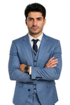 Sharkskin Textured 3-Piece Steel Blue - Dusty Blue Suit