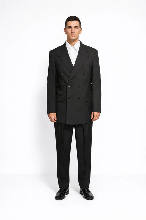 Steve Harvey Black Solid Three Piece Suit