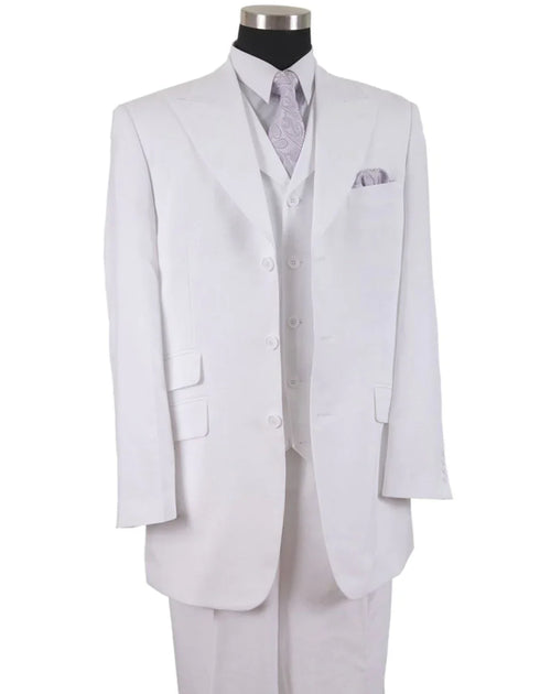 Suits For Easter - Mens Easter Suit - Mens 3 Button Peak Lapel Fashion Suit in White - AlbertoNardoniStore