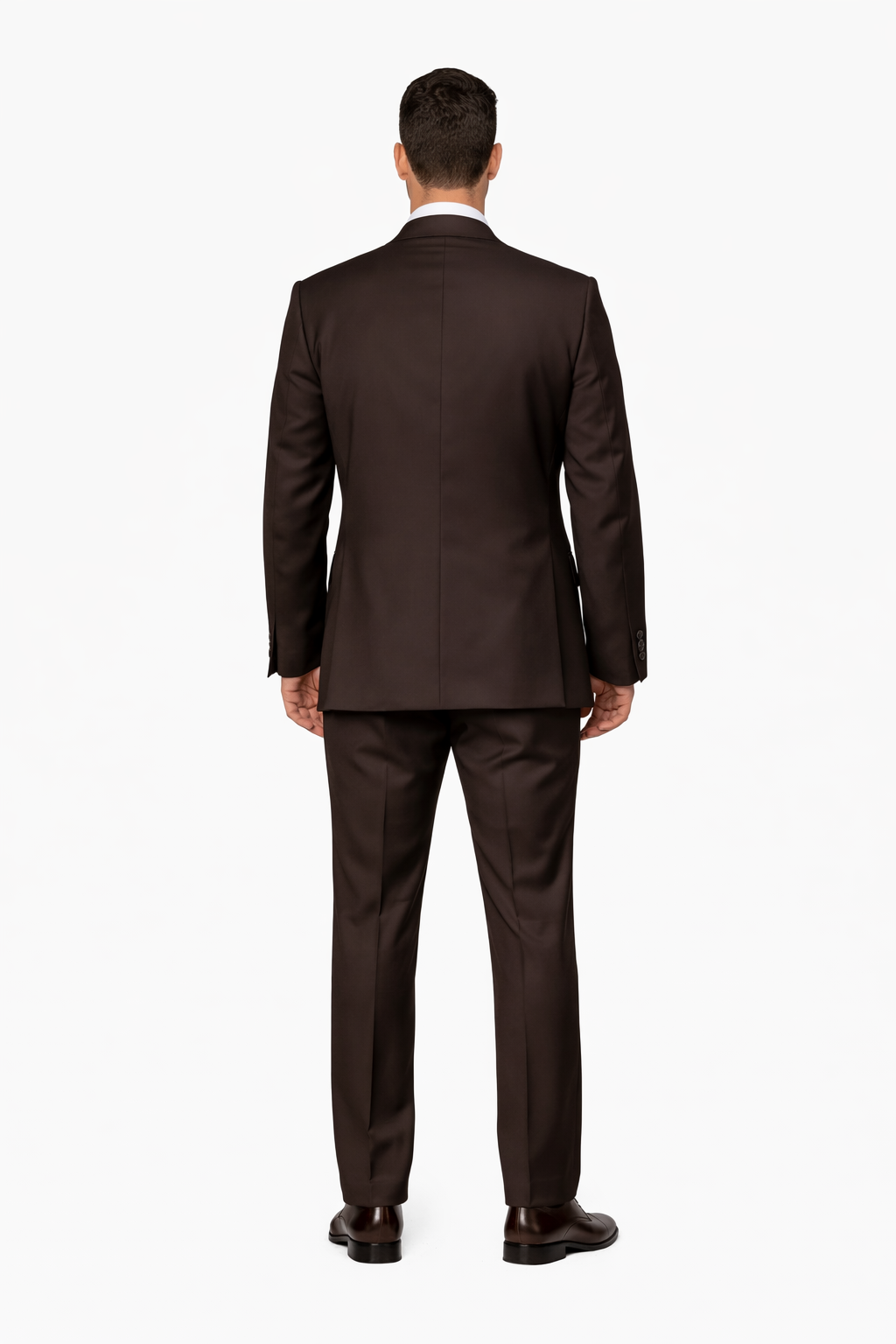 Suits With Baggy Pleated Pants - Wide Leg Pants 100% Wool - Classic Fit in Brown One Button 3 Piece Suit  by Rossiman