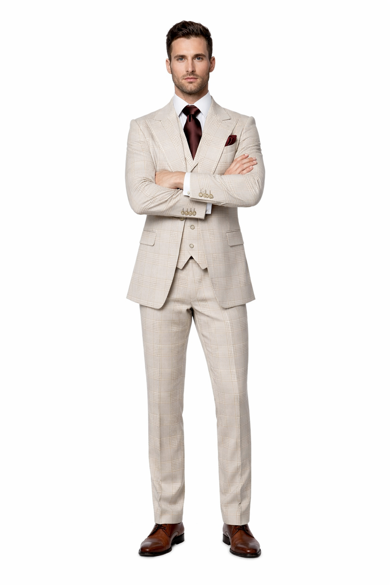 Suits With Baggy Pleated Pants - Wide Leg Pants 100% Wool - Classic Fit by Rossiman