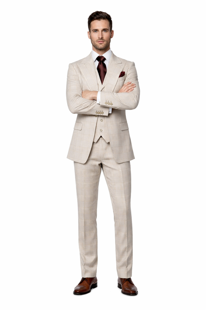Suits With Baggy Pleated Pants - Wide Leg Pants 100% Wool - Classic Fit by Rossiman