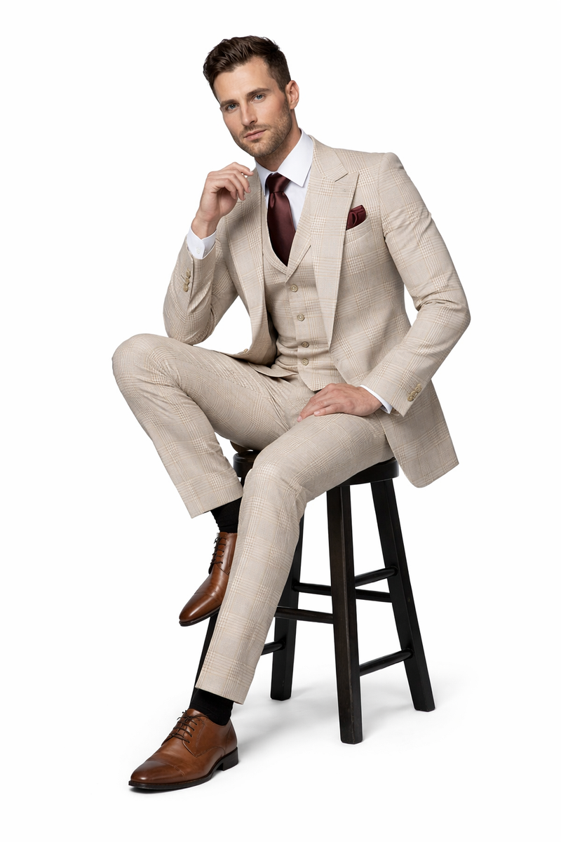 Suits With Baggy Pleated Pants - Wide Leg Pants 100% Wool - Classic Fit by Rossiman