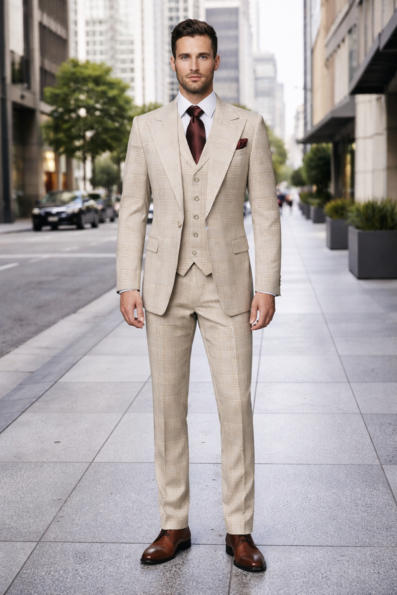 Suits With Baggy Pleated Pants - Wide Leg Pants 100% Wool - Classic Fit by Rossiman