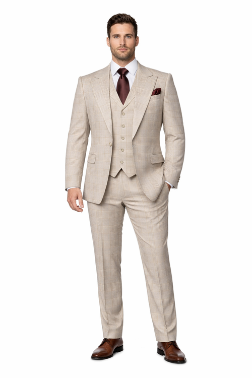 Suits With Baggy Pleated Pants - Wide Leg Pants 100% Wool - Classic Fit by Rossiman