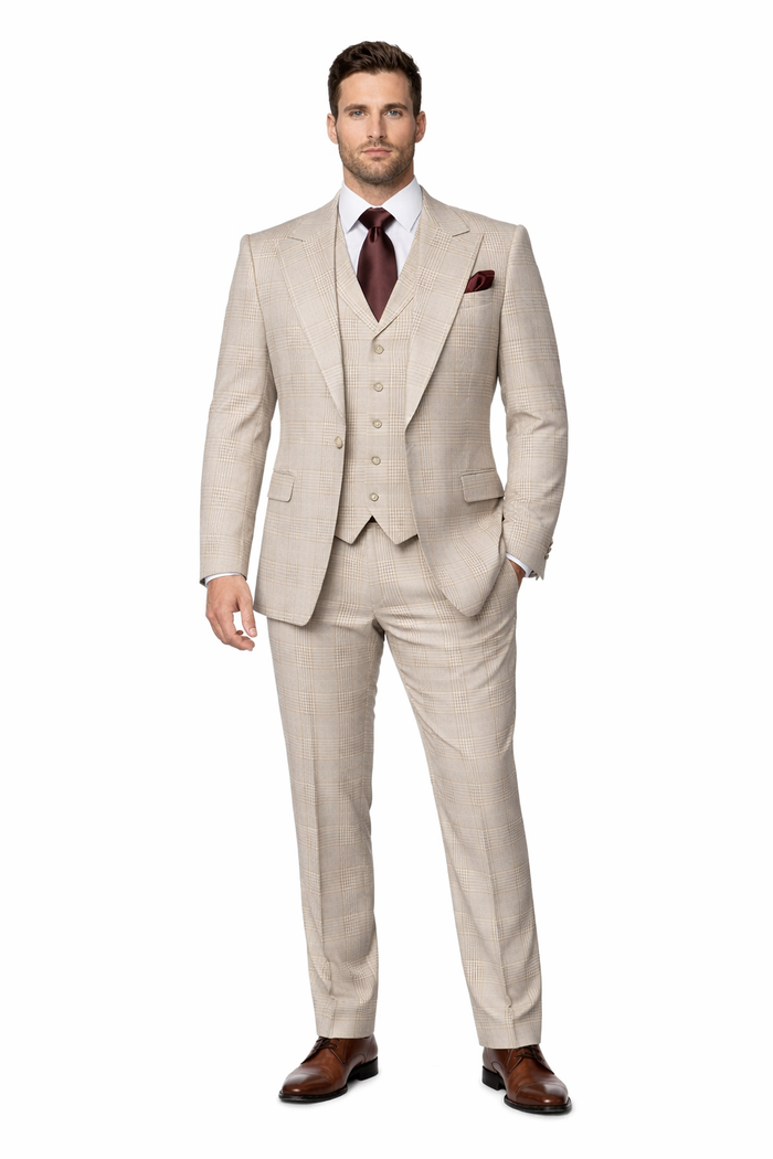 Suits With Baggy Pleated Pants - Wide Leg Pants 100% Wool - Classic Fit by Rossiman