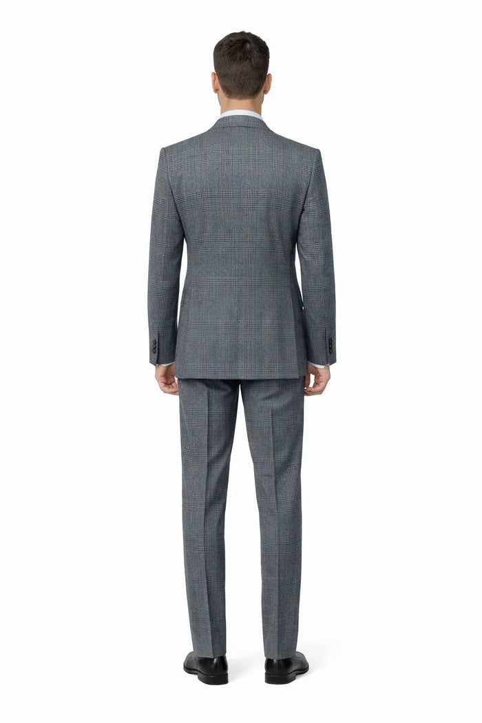 Suits With Baggy Pleated Pants - Wide Leg Pants 100% Wool - Classic Fit Gray Color by Rossiman