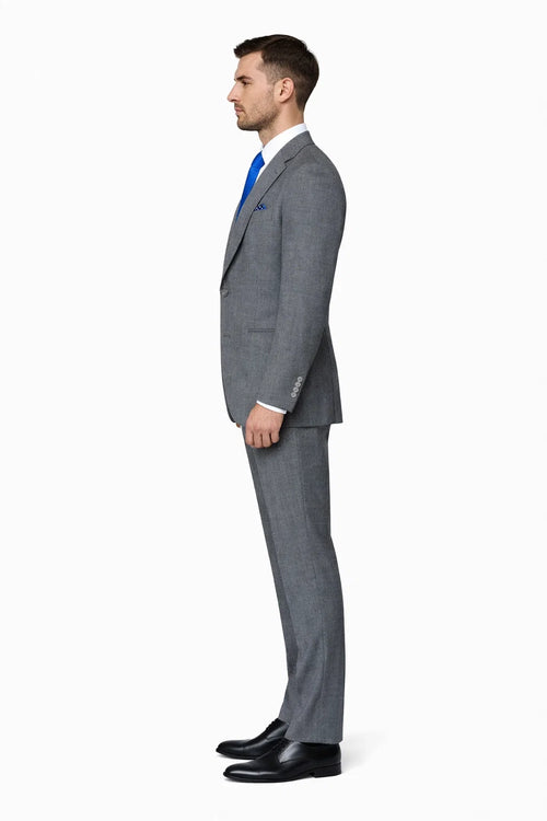 Suits With Baggy Pleated Pants - Wide Leg Pants 100% Wool - Classic Fit Gray Color by Rossiman