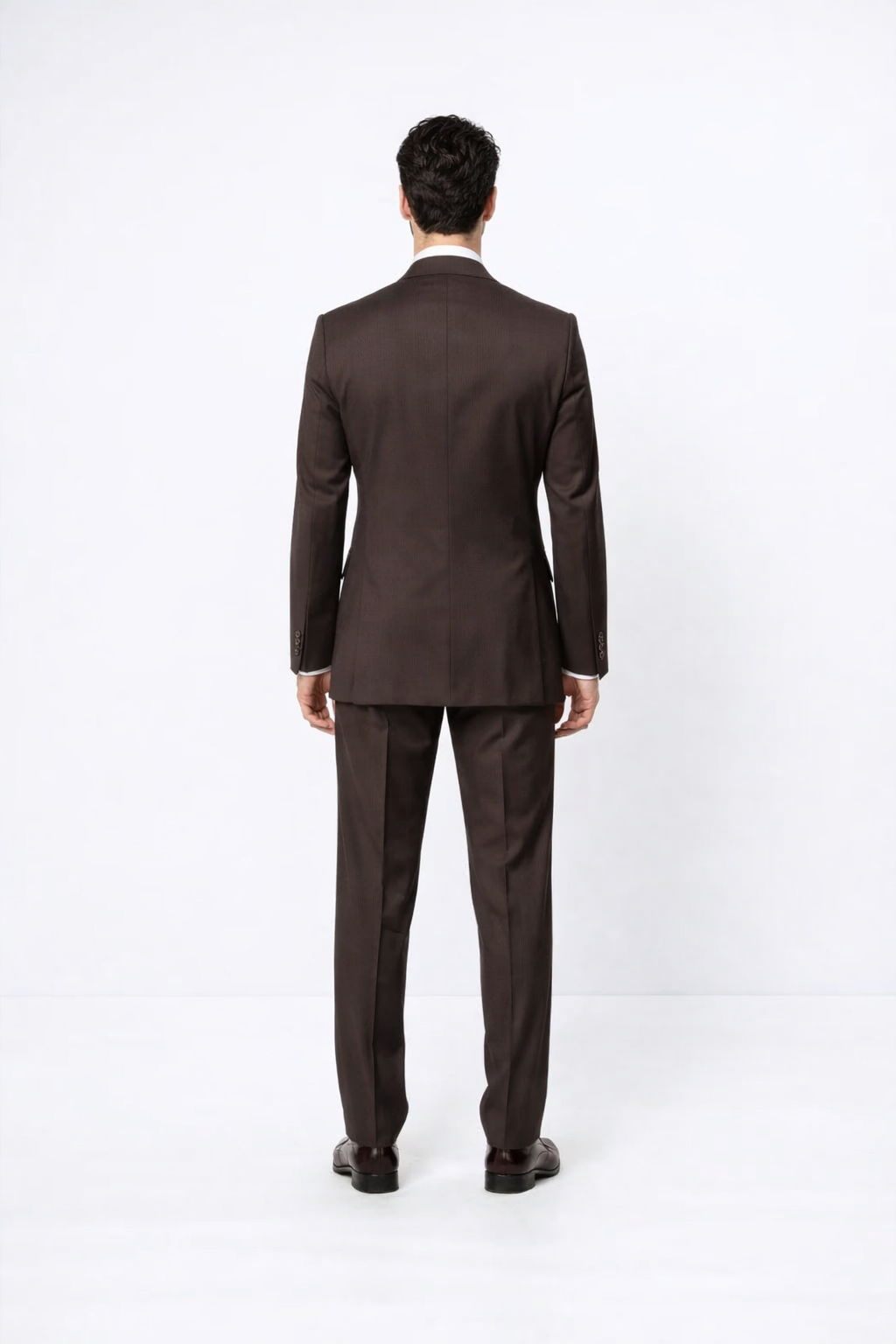 Suits With Baggy Pleated Pants - Wide Leg Pants 100% Wool - Classic Fit in Brown Color by Rossiman