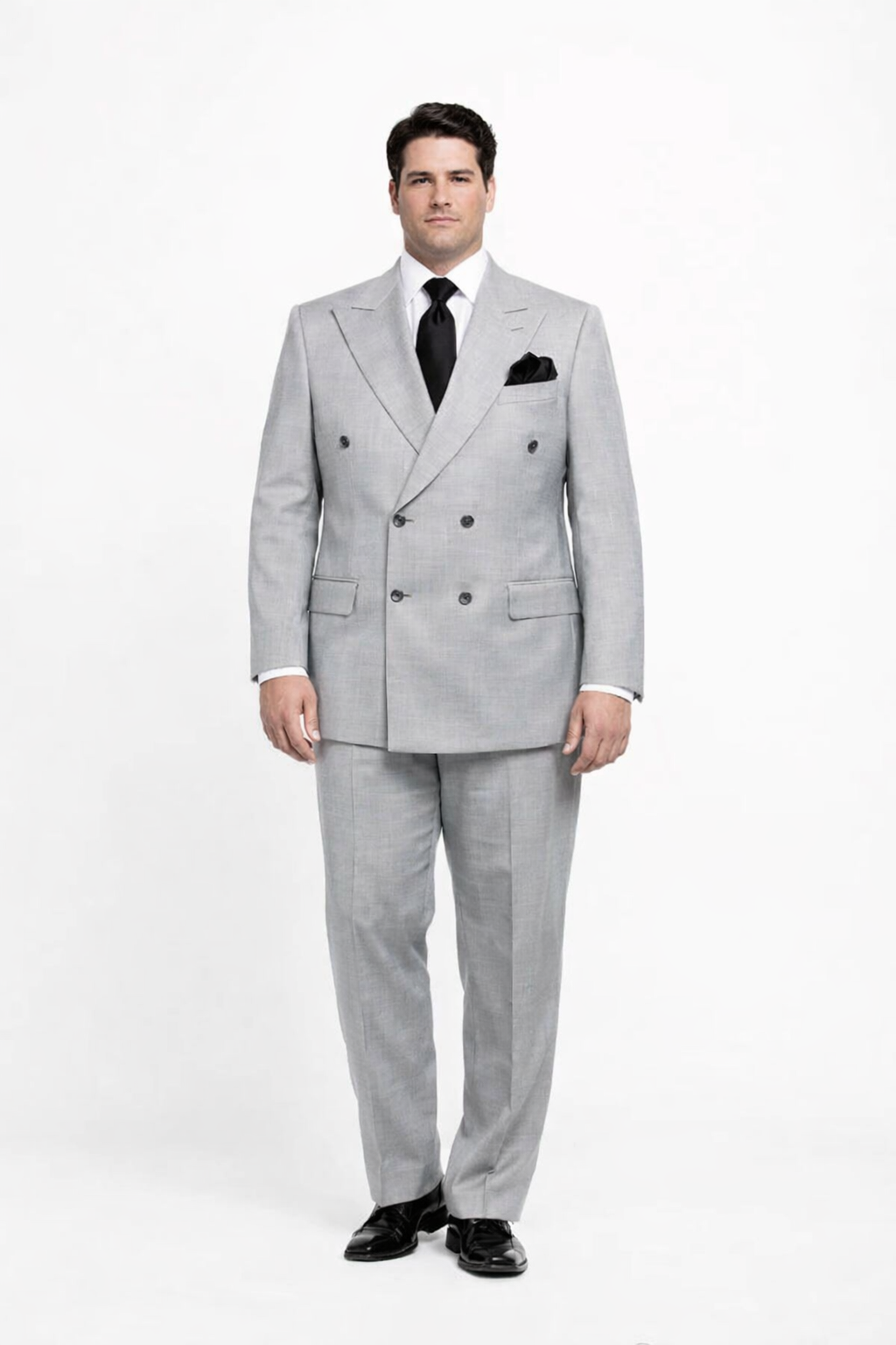 Suits With Baggy Pleated Pants - Wide Leg Pants 100% Wool - Classic Fit in Grey Color by Rossiman