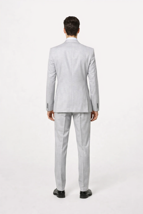 Suits With Baggy Pleated Pants - Wide Leg Pants 100% Wool - Classic Fit in Grey One Button 3 Piece Suit by Rossiman