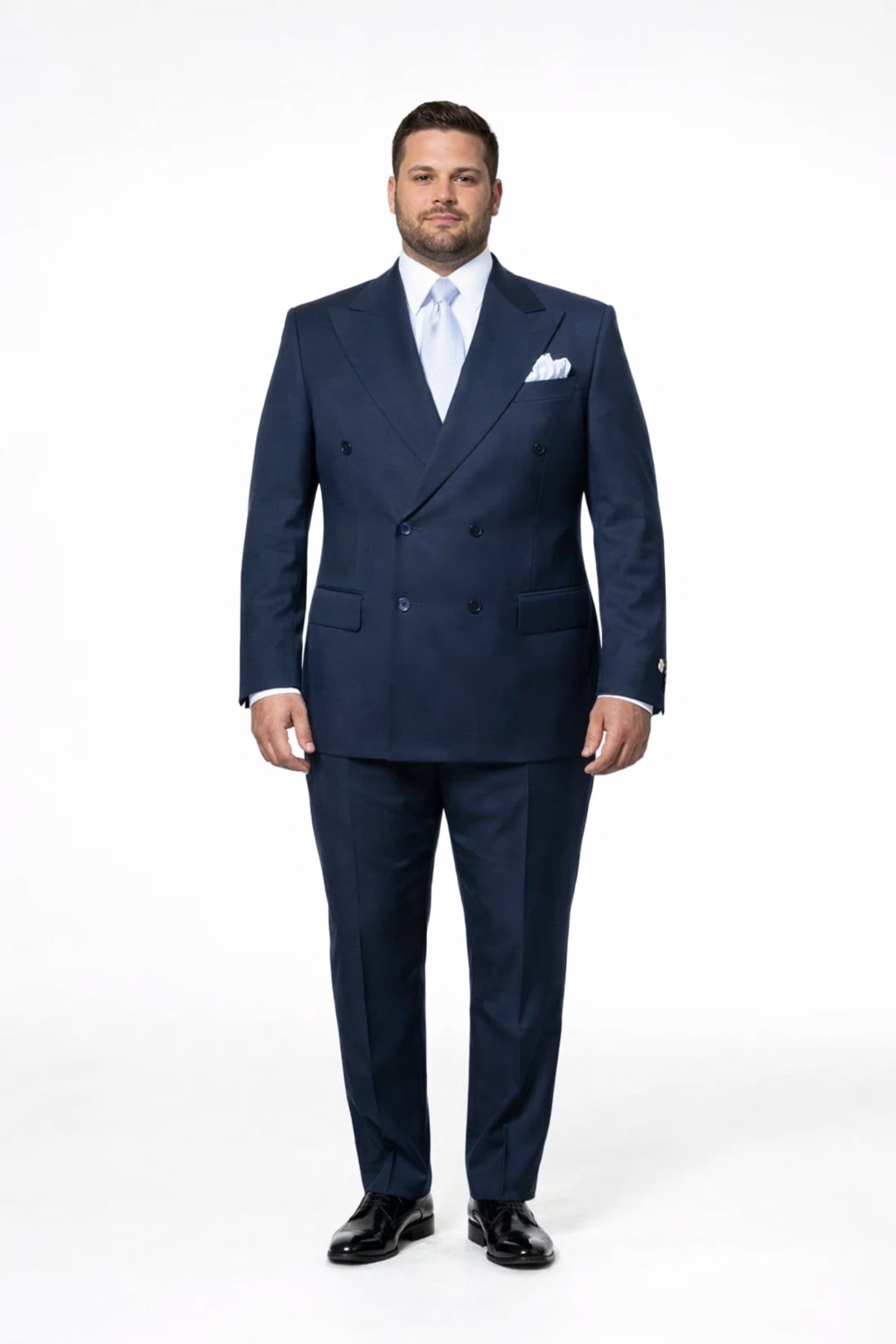 Suits With Baggy Pleated Pants - Wide Leg Pants 100% Wool - Classic Fit in Navy Color by Rossiman