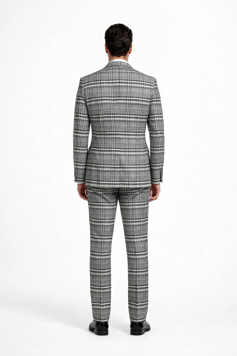 Suits With Baggy Pleated Pants - Wide Leg Pants 100% Wool - Classic Fit in One Button 3 Piece Suit by Rossiman