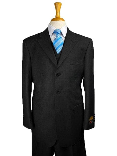 Super Men Black Wool Suit