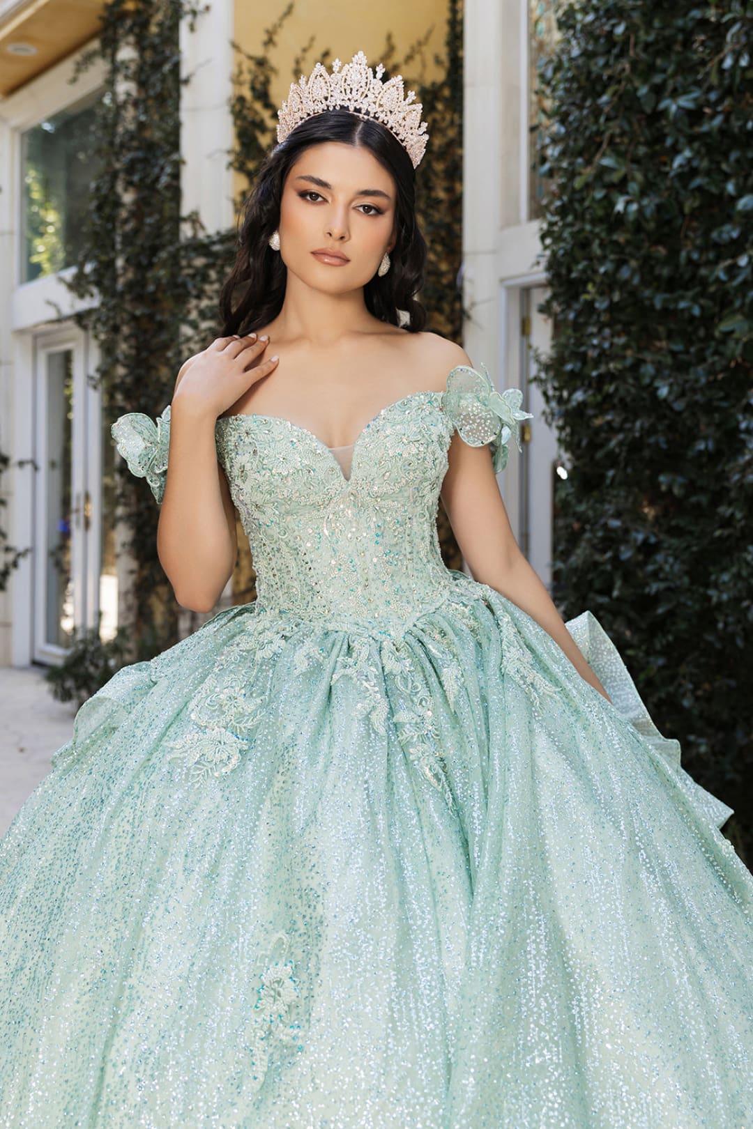 Sweet 16 Dress Off Shoulder Floral Lace Prom Ball Gown By Layla K LK265