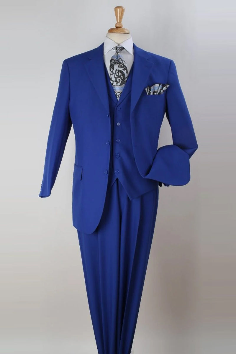 Apollo King Royal Blue Three-Button Classic Suit