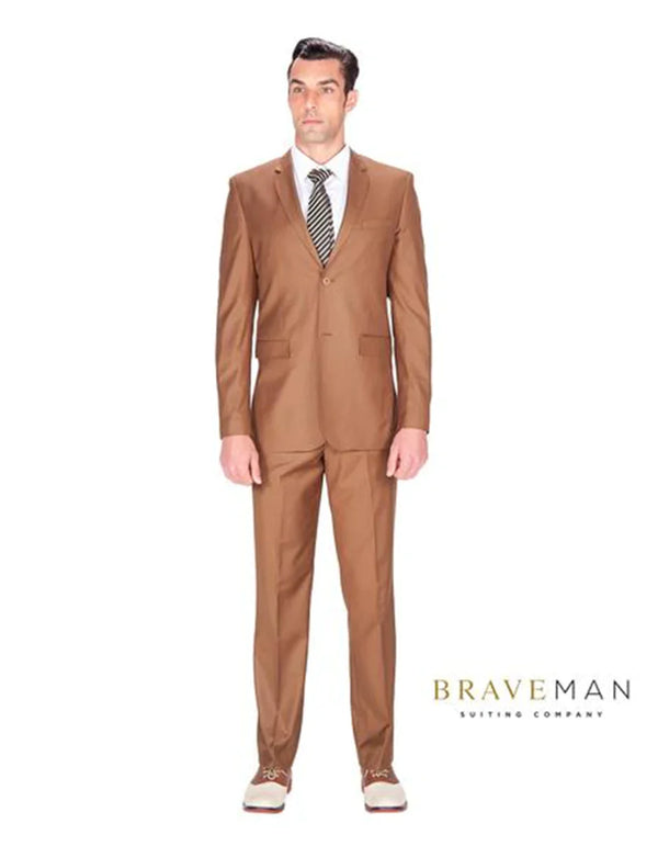 Tan Groomsmen Suits Cognac Slim Wedding Suit - AlbertoNardoniStore