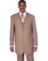 Tan Groomsmen Suits Mens 3 Button Peak Lapel Bold Pinstripe Gangster Suit in Tan - AlbertoNardoniStore