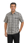 Mens Textured Plaid Walking Suit in black/white by Dreams by Zacchi – 2 Piece Leisure Outfit with matching  shirt and pant --$99