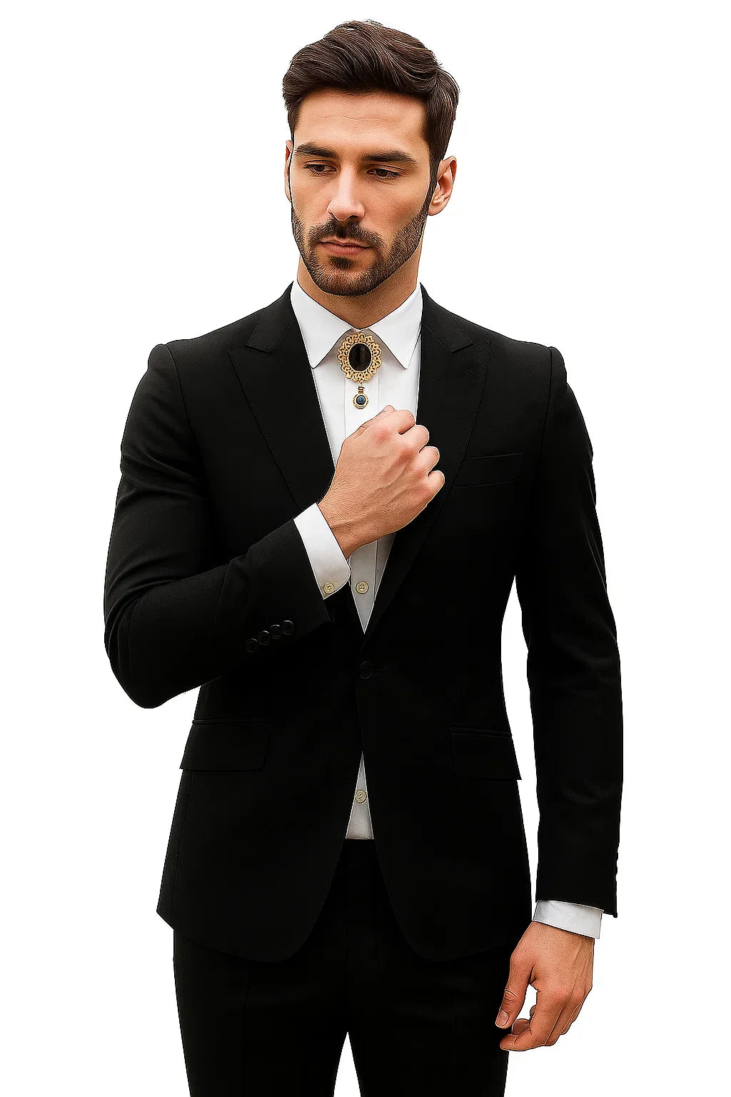 Mens Shiny Blazer - Black Sateen Vested Suit