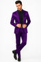 Mens Shiny Blazer - Purple Sateen Vested Suit