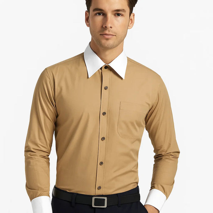 Classic Stylish Fashionable -White Collar Two Toned Contrast white collars Multi-color Men's Dress Shirt