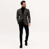 Grey Suit Jacket Black Pants - Satin Peak Lapel - Two Button Closure Suit