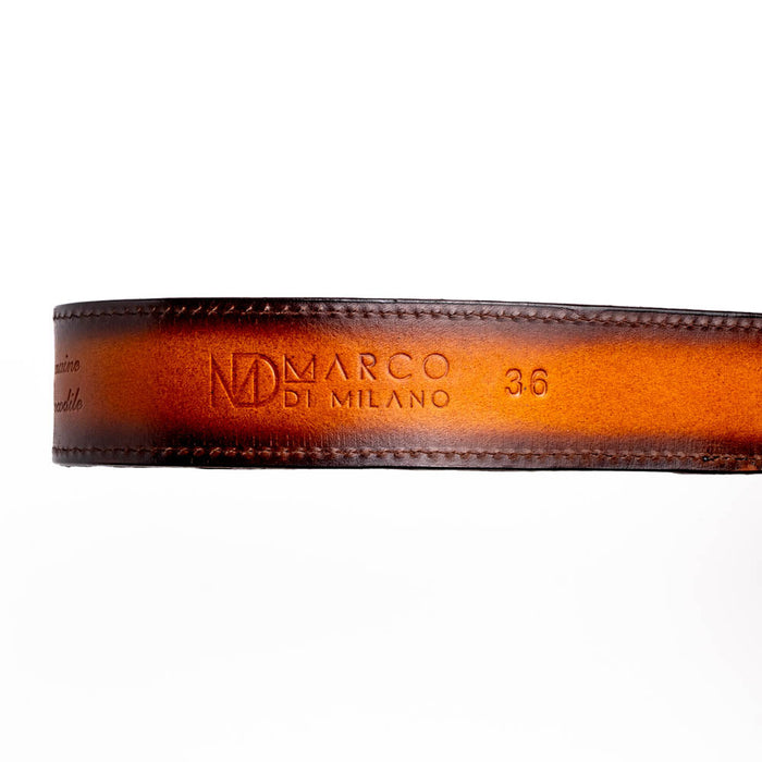Marco Di Milano Texas Belt: Aged Brown Leather Luxury Shoe