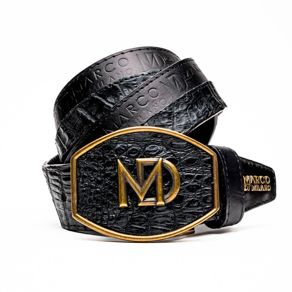 Marco Di Milano "Texas Belt" Black Leather Luxury Shoe
