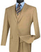 Three Piece Classic Fit Vested Suit Color Khaki