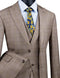Three Piece Glen Plaid Tan Suit