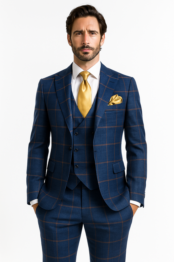 Rossi Man Max RM1840 Slim Fit 3-Piece Formal Suit for Men