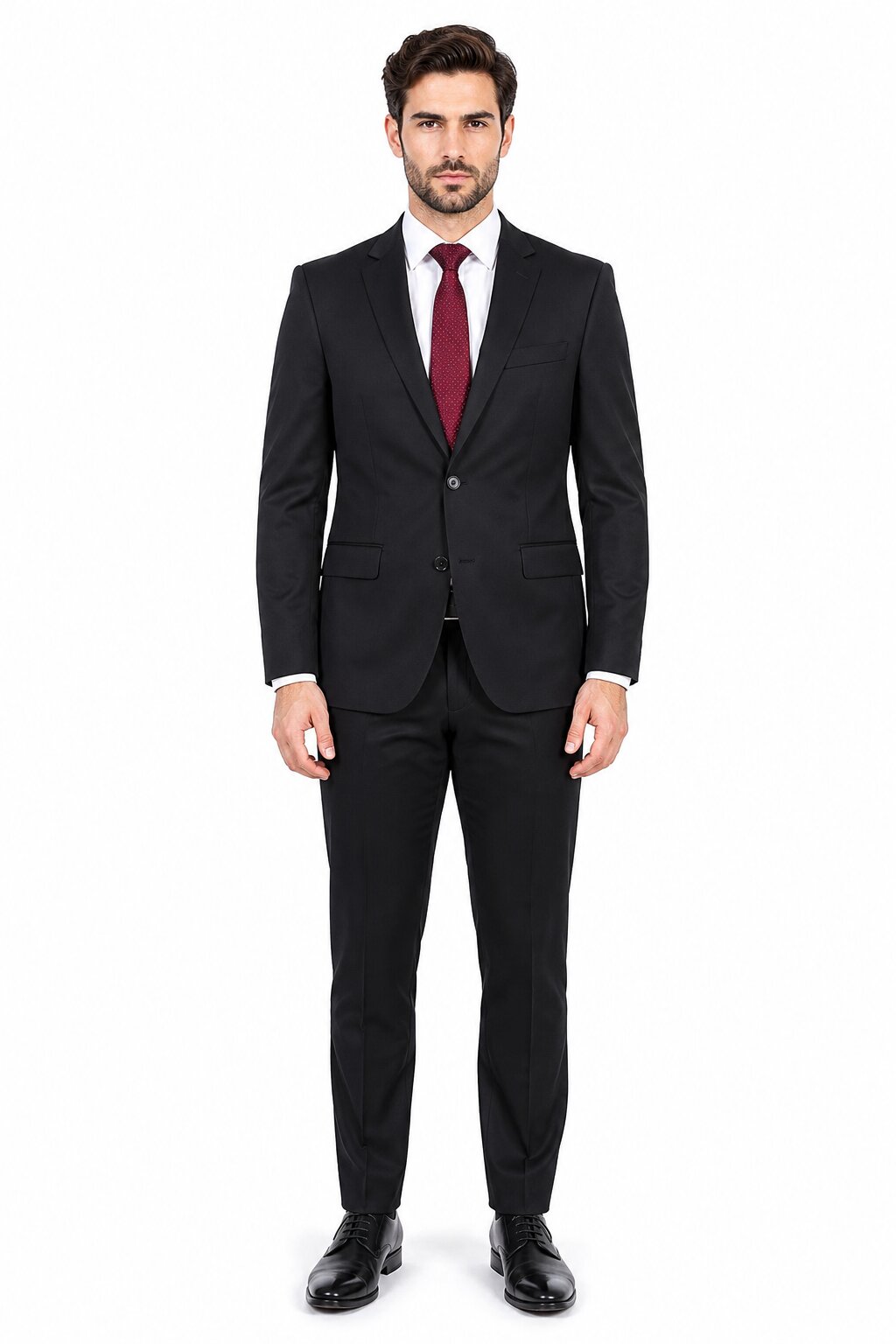 Tiglio Men's Black 2-Button Slim-Fit Suit - High End Suits - High Quality Suits