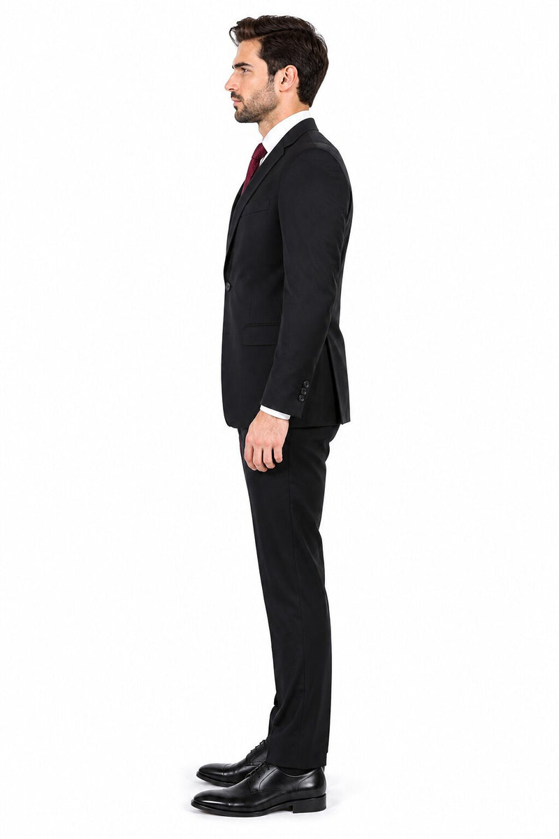 Tiglio Men's Black 2-Button Slim-Fit Suit - High End Suits - High Quality Suits