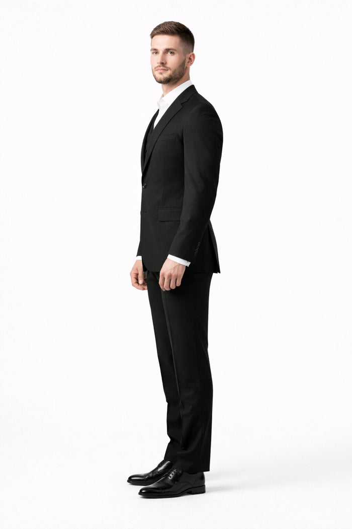 Porto Slim Fit, Pure Wool Suit & Vest by Tiglio Luxe TIG1036