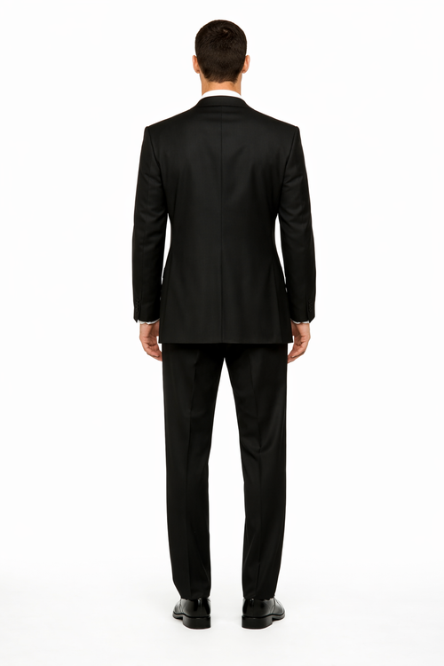 Tiglio Mens Black 3 Piece Suit – Single Button Classic Fit Pleated Wide Leg Pants Formal Business Church Suit - 100% Wool