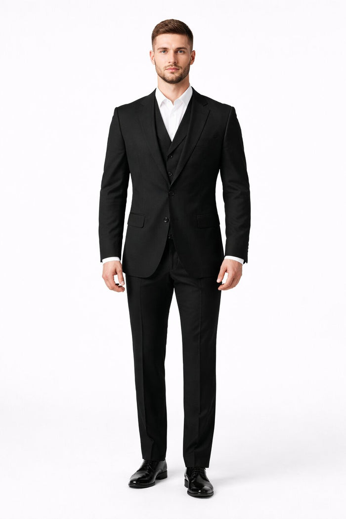 Porto Slim Fit, Pure Wool Suit & Vest by Tiglio Luxe TIG1036