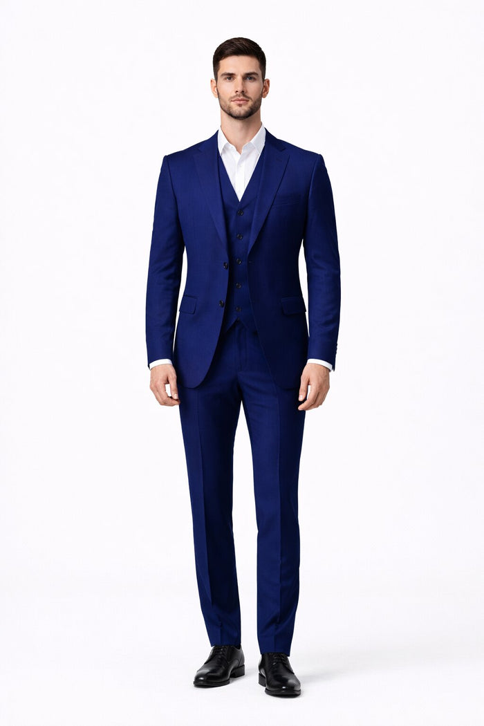 Porto Slim Fit, Pure Wool Suit & Vest by Tiglio Luxe TIG1036