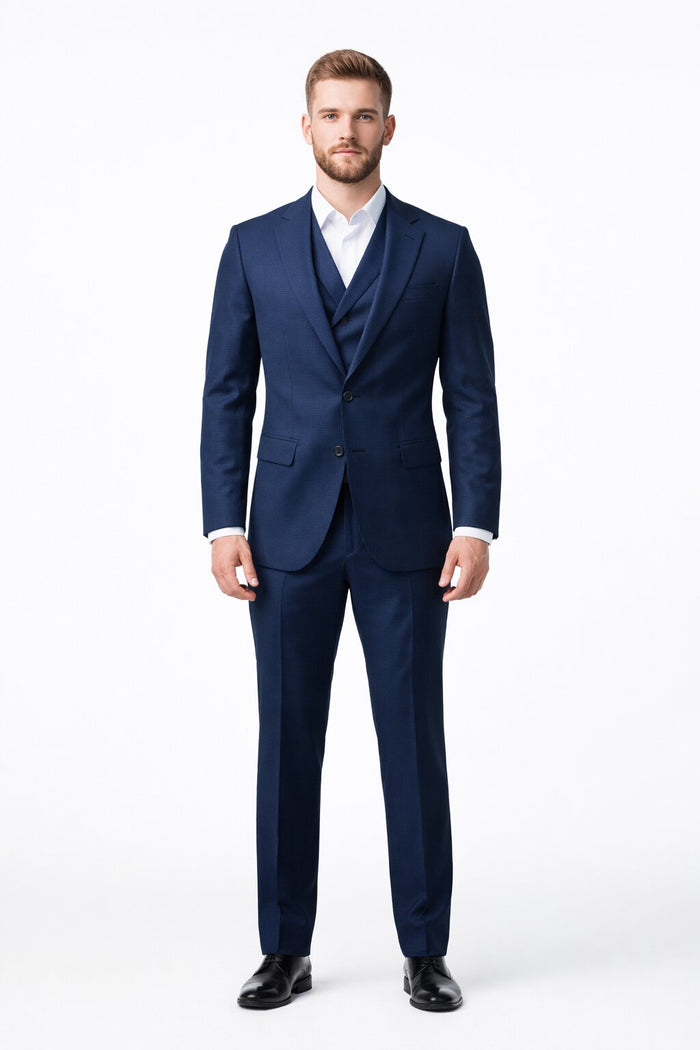 Porto Slim Fit, Pure Wool Suit & Vest by Tiglio Luxe TIG1036