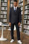 Men's Stacy Adam's Two Button Fancy Vested Suit in Midnight Black