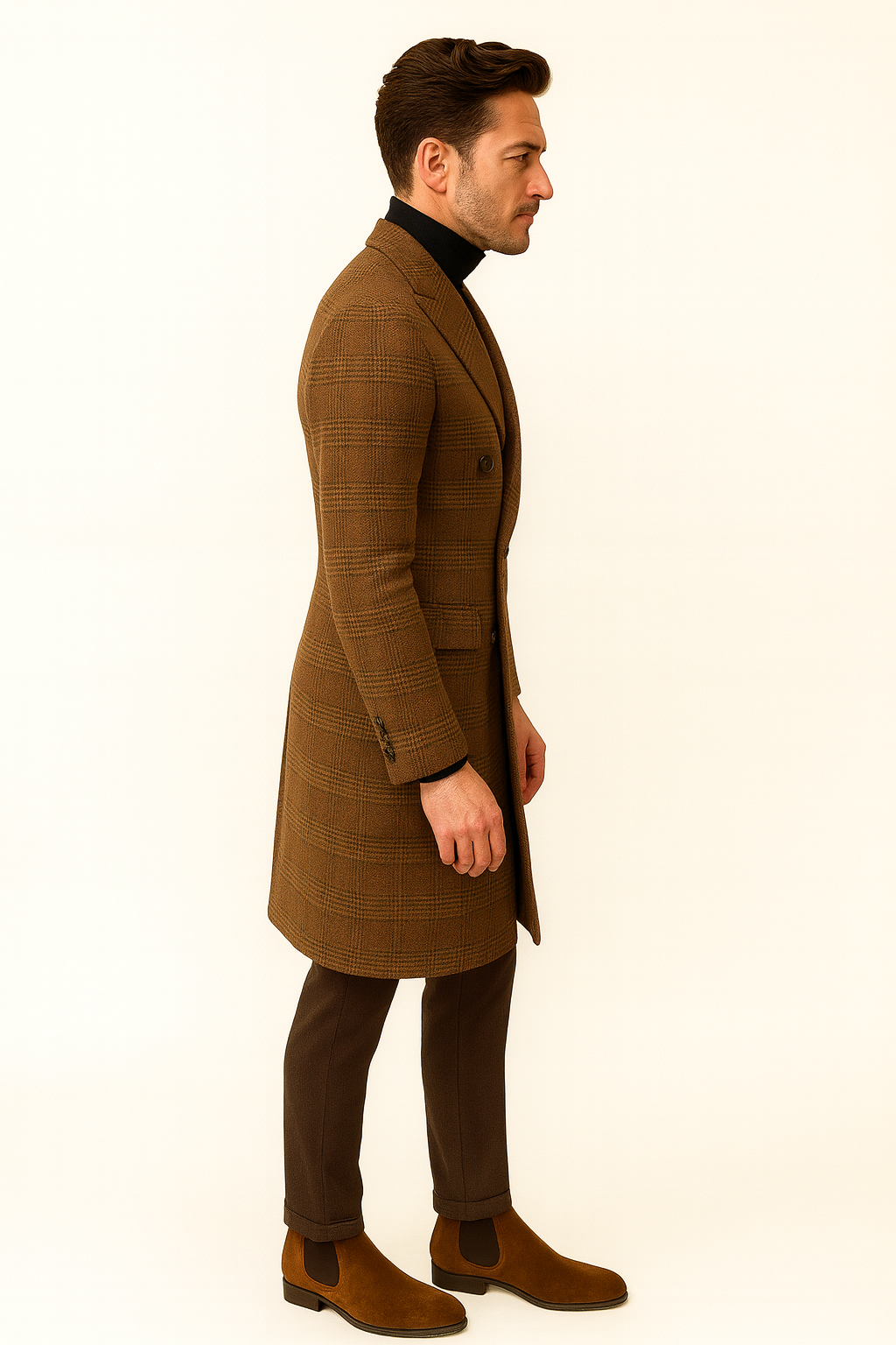 Mens Plaid Overcoat - Peacoat - Plaid Topcoats