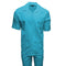 Mens Turquoise Linen Shirt and Pants Casual Outfit Set