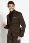 Suit And Turtleneck Combo - Turtleneck Prom Outfits - Prom Turtleneck Brown Suit