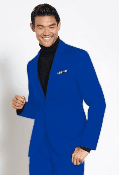 Turtleneck Suit + Free Turtleneck Sweater Package Blue Mens Suit - AlbertoNardoniStore