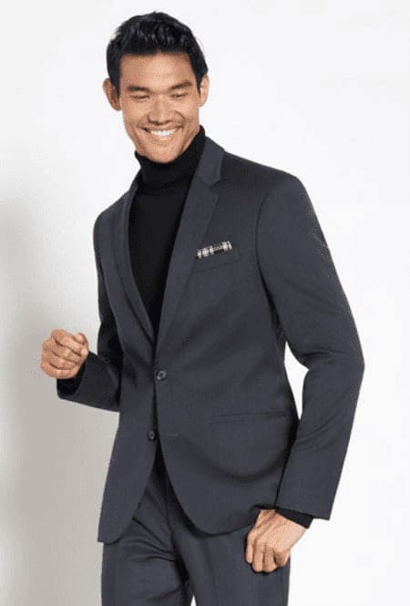 Black turtleneck with grey suit best sale