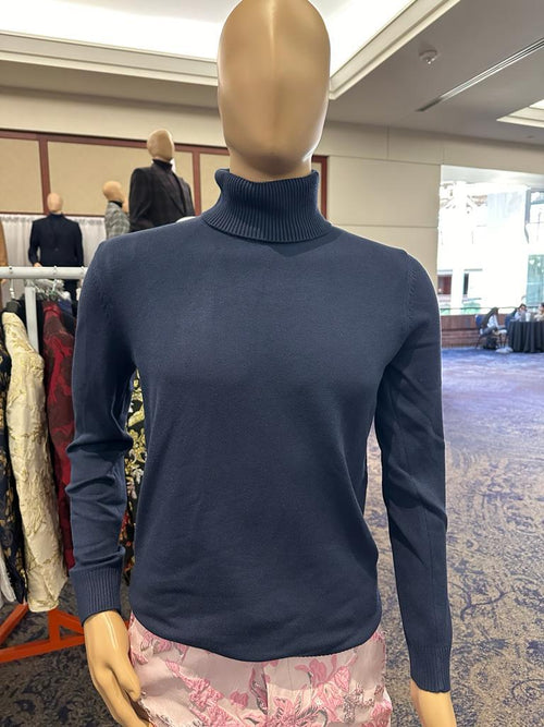 Men's Navy Blue Classic Turtleneck Sweater â€“ Lightweight Knit Pullover