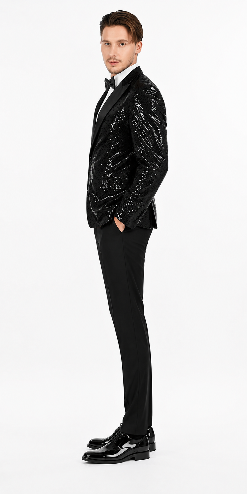 Black Sequin Blazer - Mens Shiny Sport Coat - Party Jacket - Prom Tuxedo $189