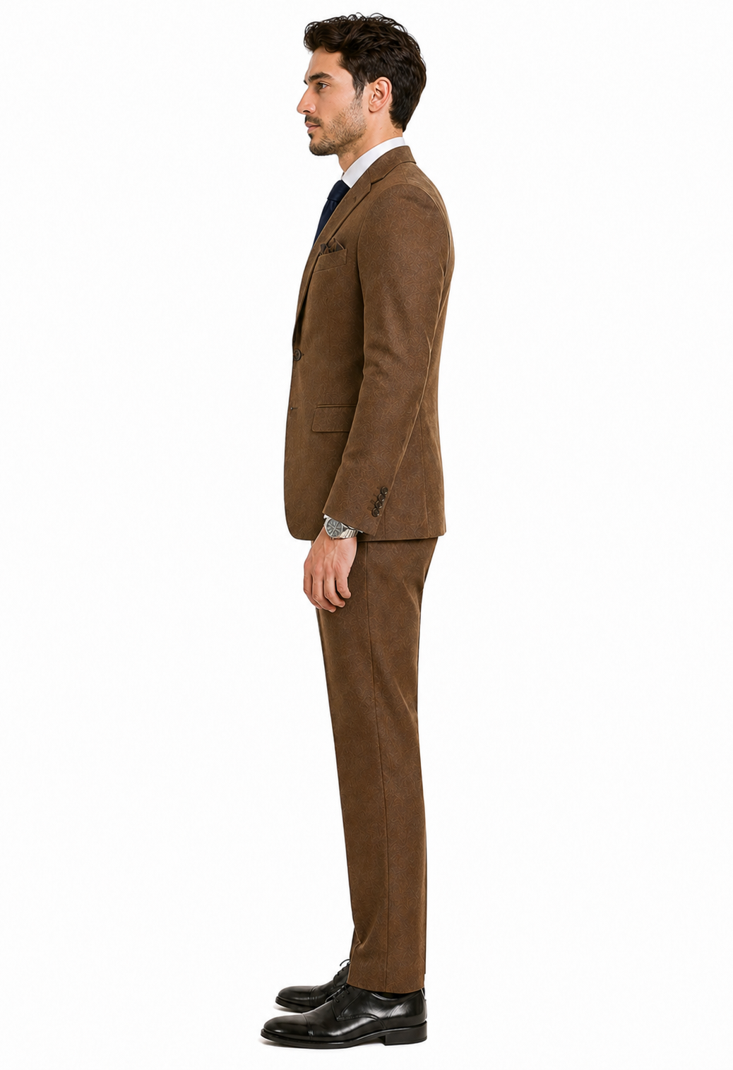 Tweed Suit 1920s Vintage Looking Fabric Vested Brown Herringbone Fabric Suit
