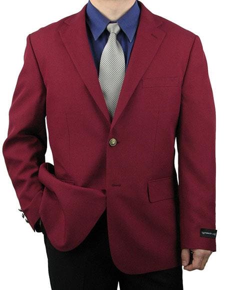 Wholesale Mens Jackets - Wholesale Blazer -Notch Lapel Burgundy Blazer